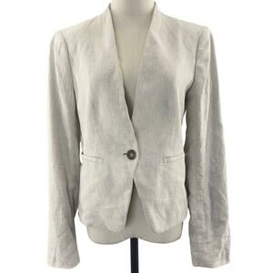 Ann Taylor LOFT Tan Linen Blazer Jacket Cropped Size 6